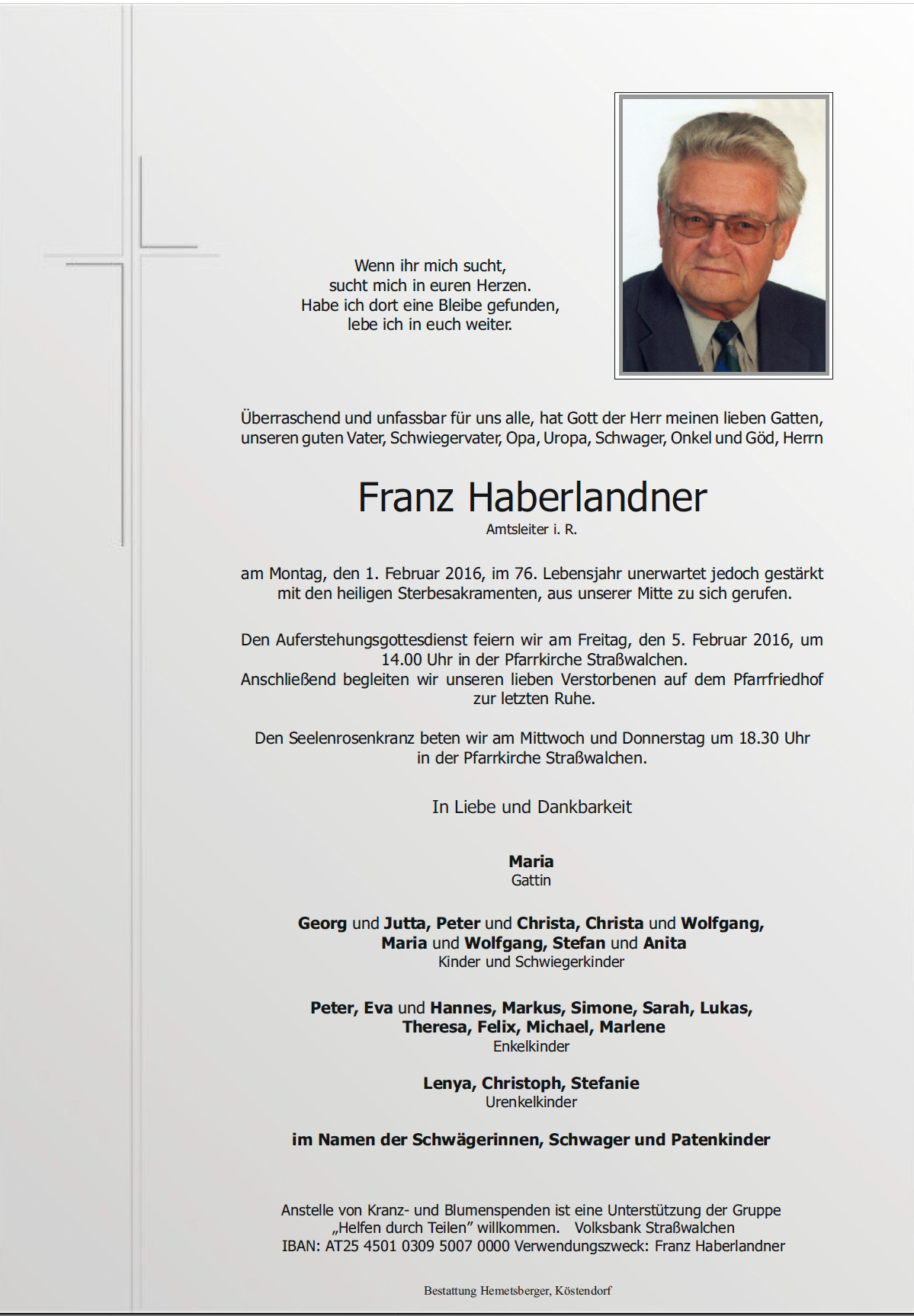 Haberlander Franz – Bestattung Hemetsberger | Särge | Urnen | Beratung ...